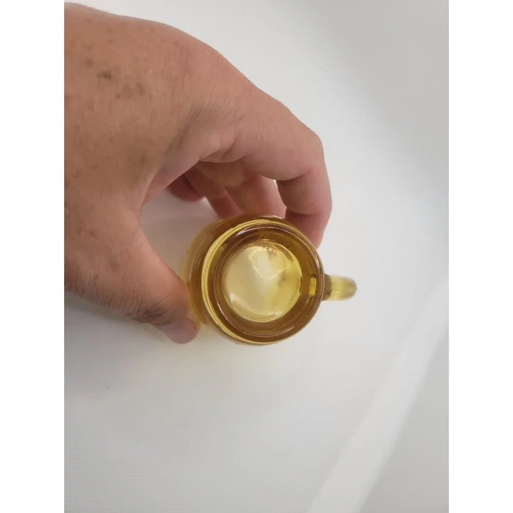 Vintage Amber Glass Barrel Shot Glass Mini Mug Tavern Style Barware 2.25 Inch